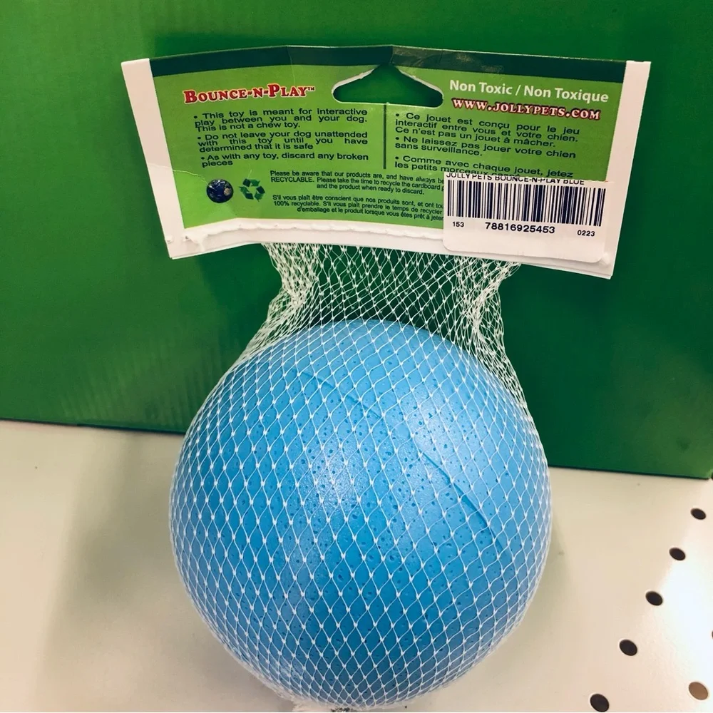 💥$12💥NEW JOLLY PETS Dog Toy Ball Bounce-N-Play for Small Dog ~4.5” Blue